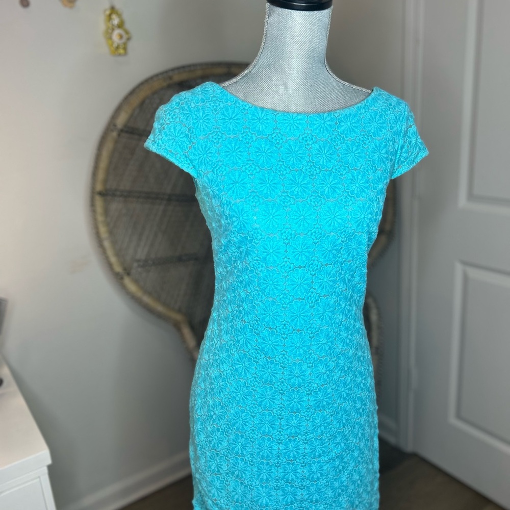 Elegant Blue Lace Dress